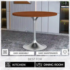 Tavolo da pranzo rotondo da 36" con ripiano in MDF e base a piedistallo cromata