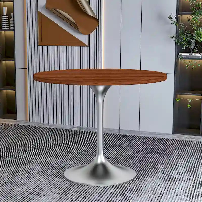 Tavolo da pranzo rotondo da 36" con ripiano in MDF e base a piedistallo cromata