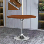 Tavolo da pranzo rotondo da 36" con ripiano in MDF e base a piedistallo cromata