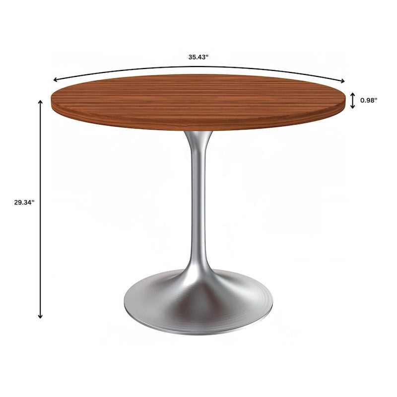 Tavolo da pranzo rotondo da 36" con ripiano in MDF e base a piedistallo cromata