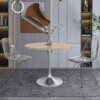 Tavolo da pranzo rotondo da 36" con ripiano in MDF e base a piedistallo cromata