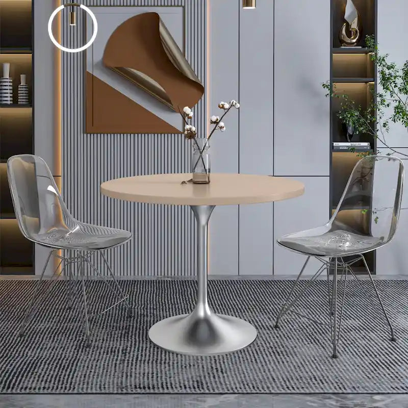 Tavolo da pranzo rotondo da 36" con ripiano in MDF e base a piedistallo cromata