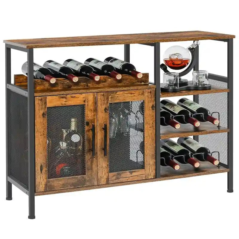Mobile Bar da Terra con Portabottiglie e Porta Bicchieri