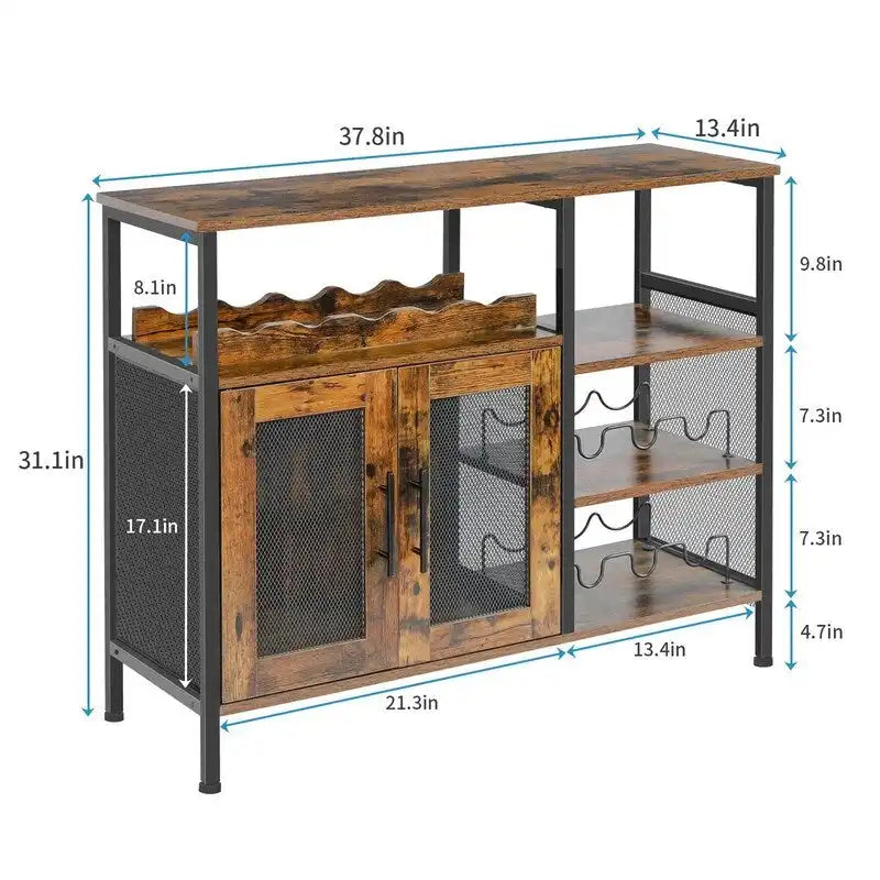 Mobile Bar da Terra con Portabottiglie e Porta Bicchieri