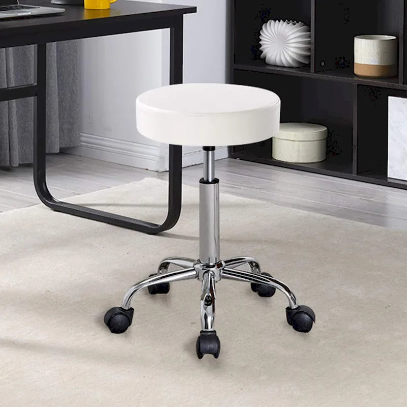 Sgabello con rotelle in similpelle senza schienale