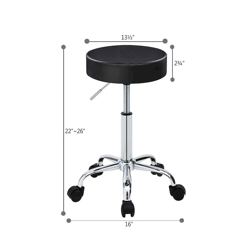 Sgabello con rotelle in similpelle senza schienale