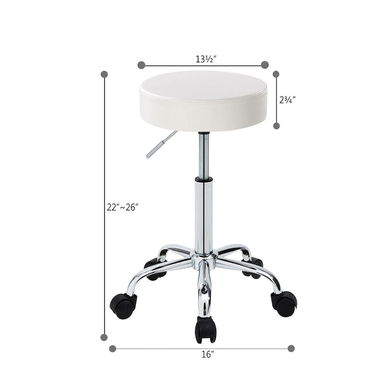 Sgabello con rotelle in similpelle senza schienale