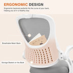 Sedia da Ufficio Ergonomica con Schienale Alto in Rete, Poggiatesta Regolabile e Braccioli Ribaltabili