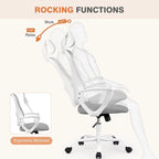 Sedia da Ufficio Ergonomica con Schienale Alto in Rete, Poggiatesta Regolabile e Braccioli Ribaltabili