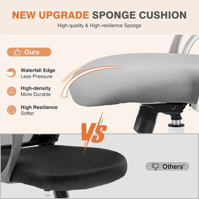 Sedia da Ufficio Ergonomica con Schienale Alto in Rete, Poggiatesta Regolabile e Braccioli Ribaltabili