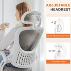 Sedia da Ufficio Ergonomica con Schienale Alto in Rete, Poggiatesta Regolabile e Braccioli Ribaltabili