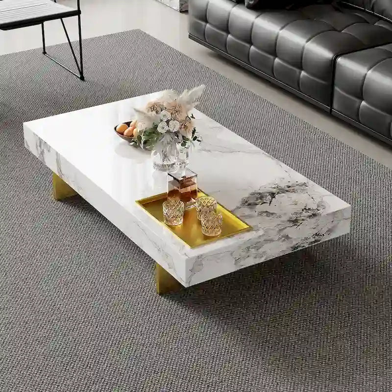 Tavolino quadrato da 43 pollici con piano in pietra sinterizzata