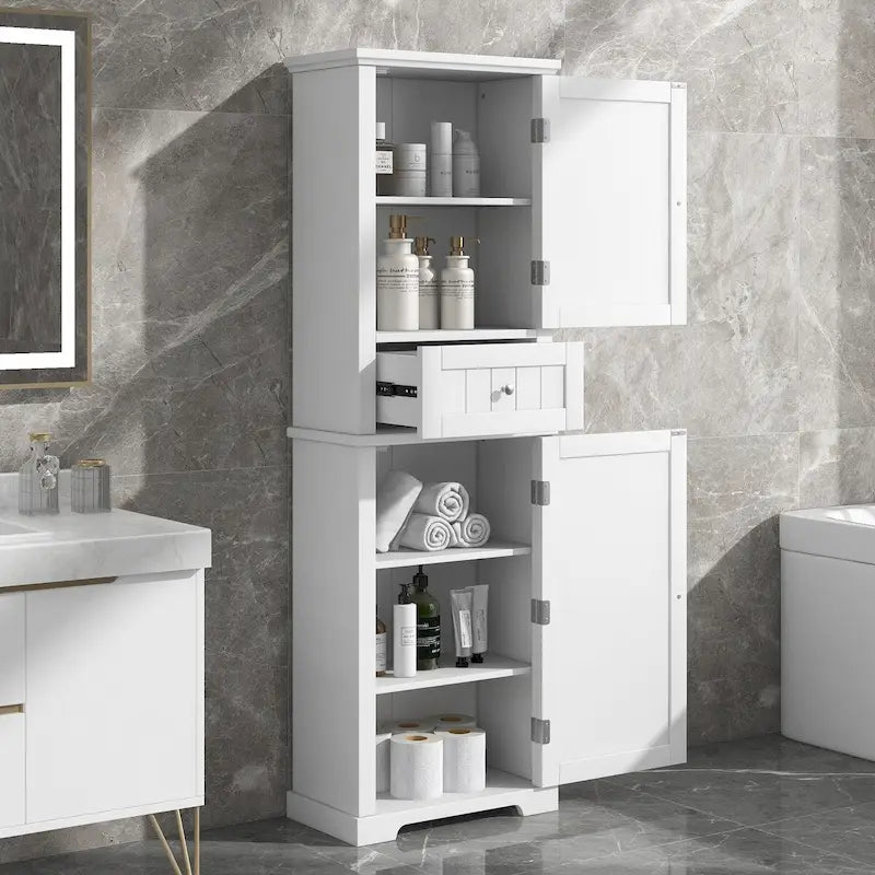 Mobiletto da Bagno con Cassetto e Ripiano Regolabile