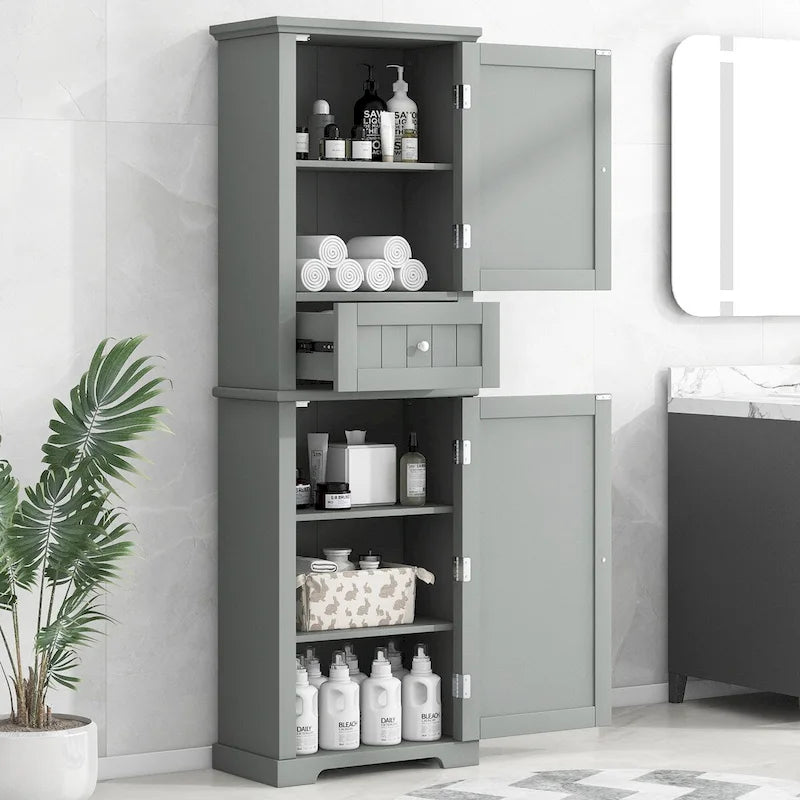 Mobiletto da Bagno con Cassetto e Ripiano Regolabile