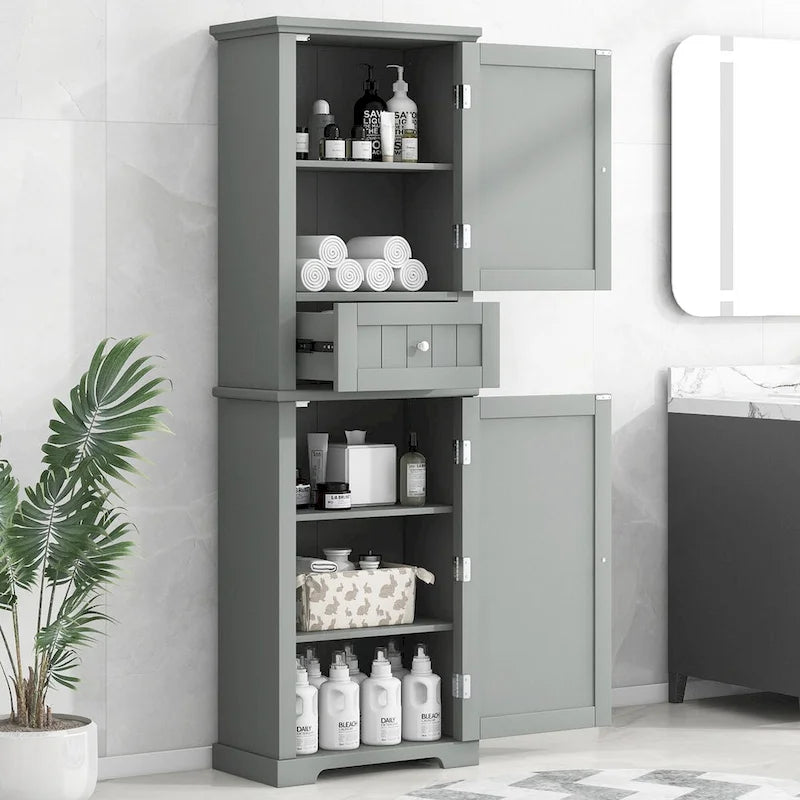 Mobiletto da Bagno con Cassetto e Ripiano Regolabile