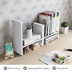 Scaffale organizer da scrivania in legno con vani portaoggetti