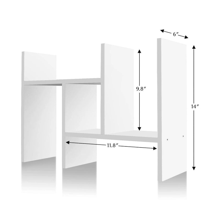 Scaffale organizer da scrivania in legno con vani portaoggetti