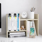 Scaffale organizer da scrivania in legno con vani portaoggetti
