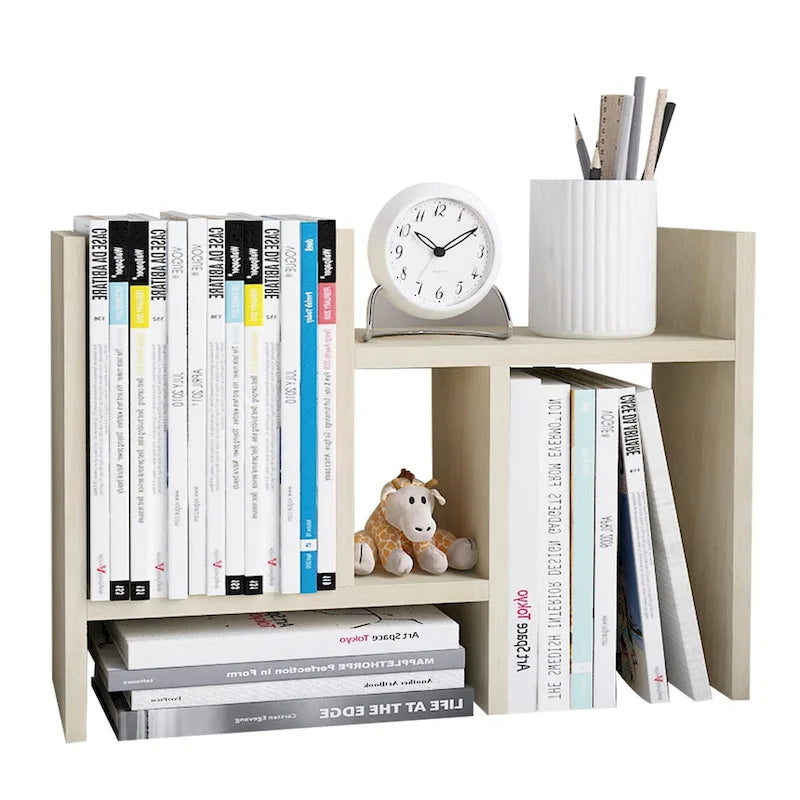 Scaffale organizer da scrivania in legno con vani portaoggetti