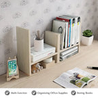 Scaffale organizer da scrivania in legno con vani portaoggetti