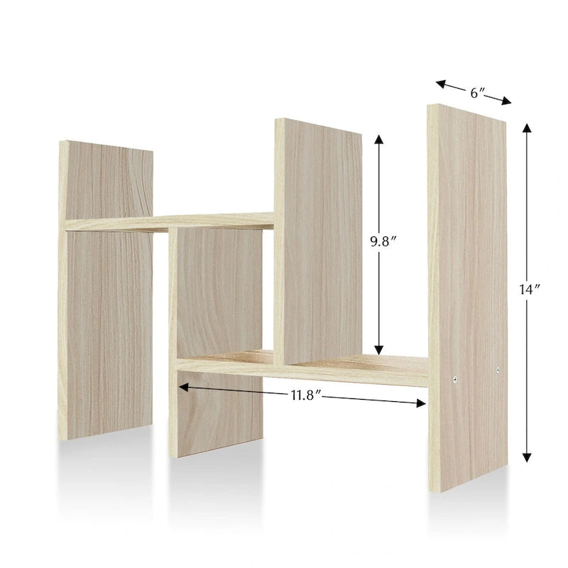 Scaffale organizer da scrivania in legno con vani portaoggetti