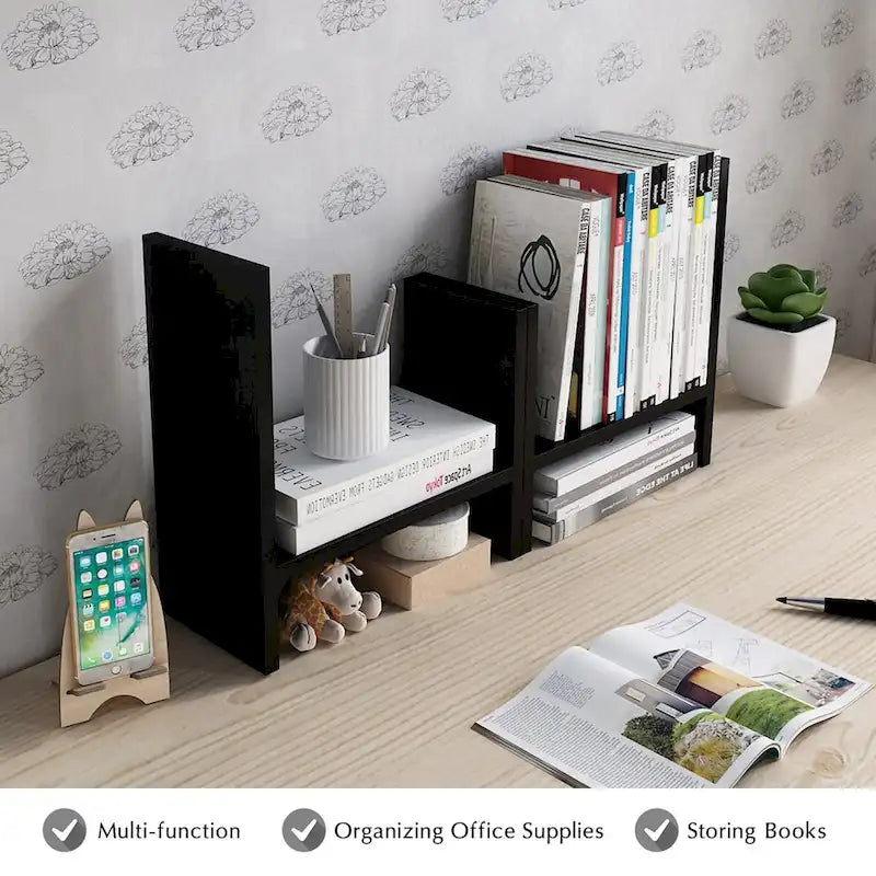 Scaffale organizer da scrivania in legno con vani portaoggetti