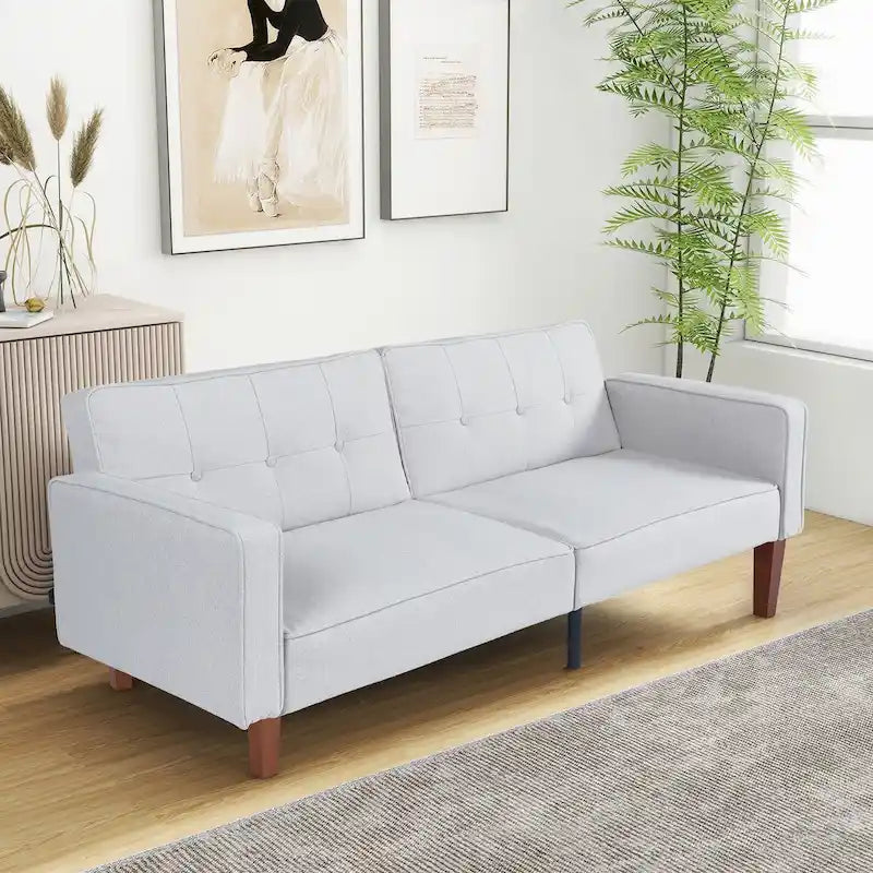 Divano Letto Futon Convertibile con Memory Foam – Schienale Regolabile, Similpelle, 173 cm