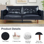 Divano Letto Futon Convertibile con Memory Foam – Schienale Regolabile, Similpelle, 173 cm