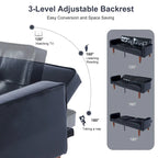 Divano Letto Futon Convertibile con Memory Foam – Schienale Regolabile, Similpelle, 173 cm