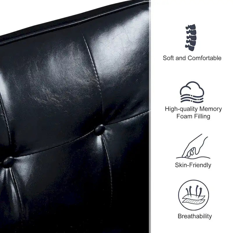 Divano Letto Futon Convertibile con Memory Foam – Schienale Regolabile, Similpelle, 173 cm