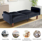 Divano Letto Futon Convertibile con Memory Foam – Schienale Regolabile, Similpelle, 173 cm