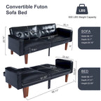 Divano Letto Futon Convertibile con Memory Foam – Schienale Regolabile, Similpelle, 173 cm