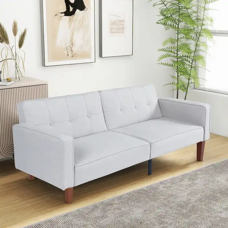 Divano Letto Futon Convertibile con Memory Foam – Schienale Regolabile, Similpelle, 173 cm