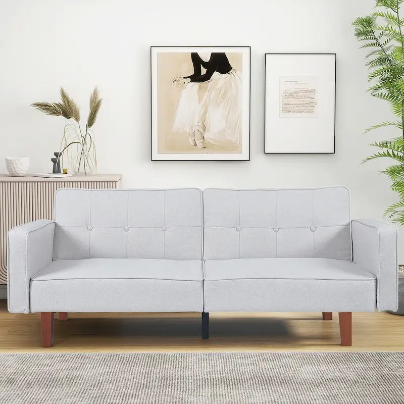 Divano Letto Futon Convertibile con Memory Foam – Schienale Regolabile, Similpelle, 173 cm