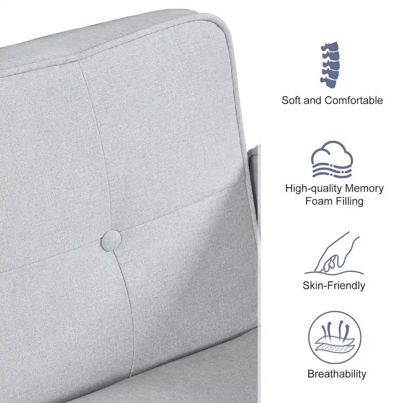 Divano Letto Futon Convertibile con Memory Foam – Schienale Regolabile, Similpelle, 173 cm