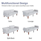 Divano Letto Futon Convertibile con Memory Foam – Schienale Regolabile, Similpelle, 173 cm