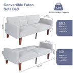 Divano Letto Futon Convertibile con Memory Foam – Schienale Regolabile, Similpelle, 173 cm