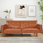 Divano Letto Futon Convertibile con Memory Foam – Schienale Regolabile, Similpelle, 173 cm