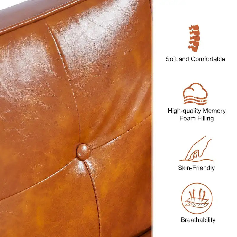 Divano Letto Futon Convertibile con Memory Foam – Schienale Regolabile, Similpelle, 173 cm
