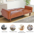 Divano Letto Futon Convertibile con Memory Foam – Schienale Regolabile, Similpelle, 173 cm
