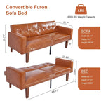 Divano Letto Futon Convertibile con Memory Foam – Schienale Regolabile, Similpelle, 173 cm