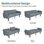 Divano Letto Futon Convertibile con Memory Foam – Schienale Regolabile, Similpelle, 173 cm