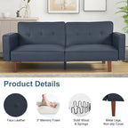 Divano Letto Futon Convertibile con Memory Foam – Schienale Regolabile, Similpelle, 173 cm