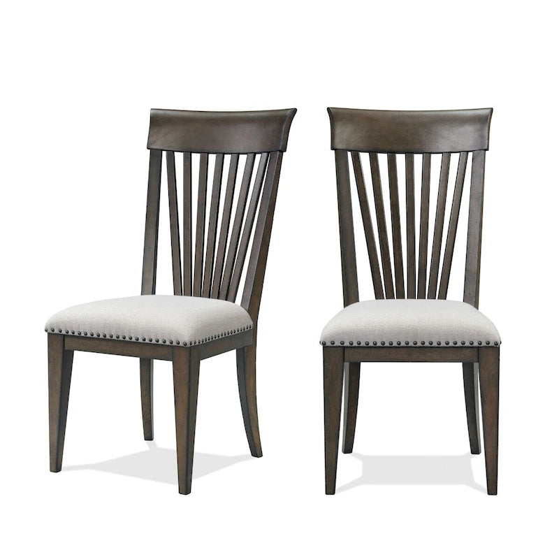 Sedie da pranzo imbottite con borchie decorative, set da 2