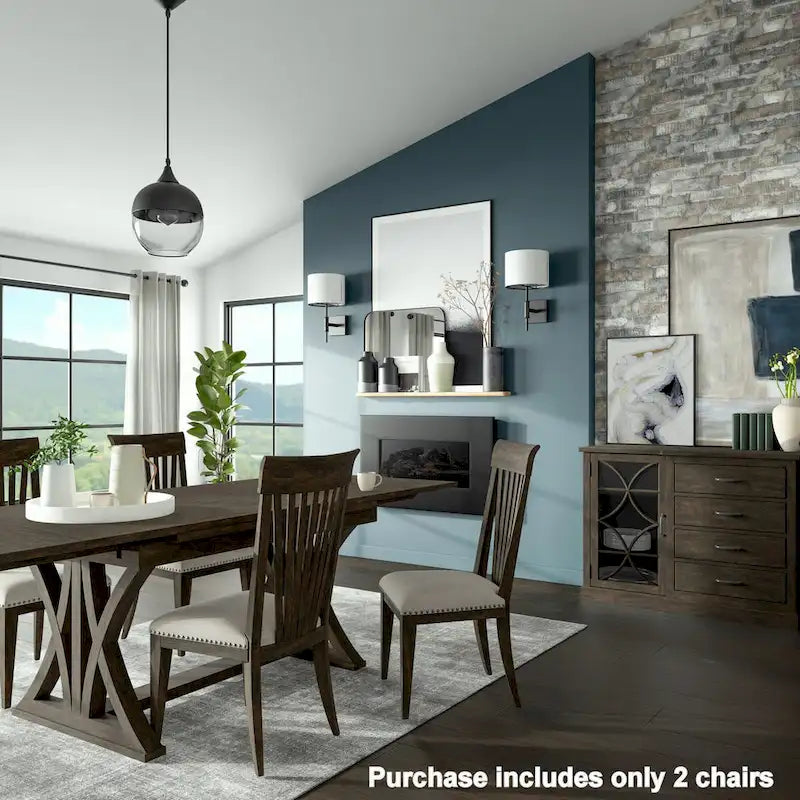 Sedie da pranzo imbottite con borchie decorative, set da 2